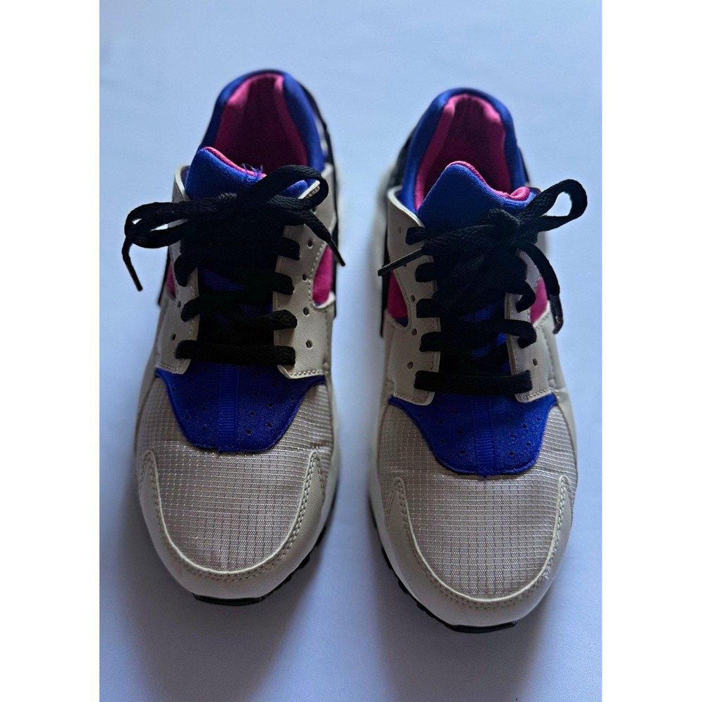 Nike Air Huarache Low Top Lace-Up White/Purple/Pink/Black Colorblock Sneakers 7Y
